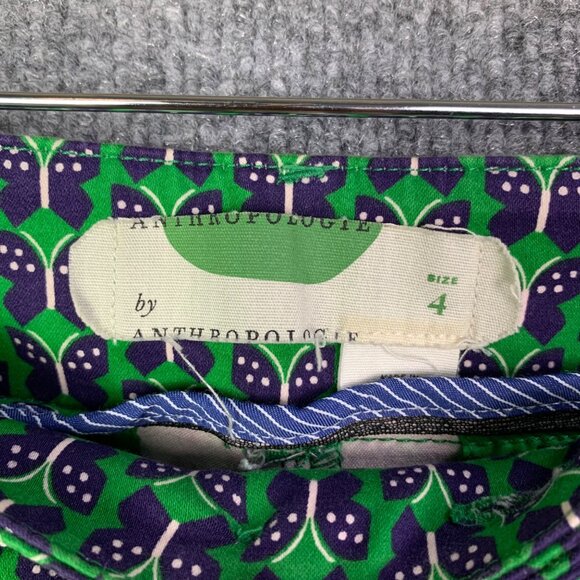Anthropologie The Essential Slim Trousers‎ Green Butterfly Ankle Women’s Size 4 - Picture 10 of 11